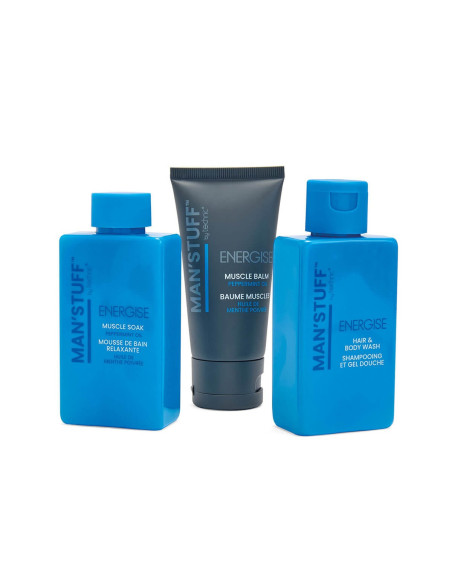 BADGEQUO - Muscle Ease Kit Détente Musculaire Lotion Bain/Douche + Baume Musculaire + Nettoyant Cheveux Et Corps
