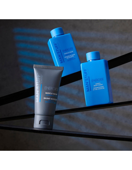 BADGEQUO - Muscle Ease Kit Détente Musculaire Lotion Bain/Douche + Baume Musculaire + Nettoyant Cheveux Et Corps