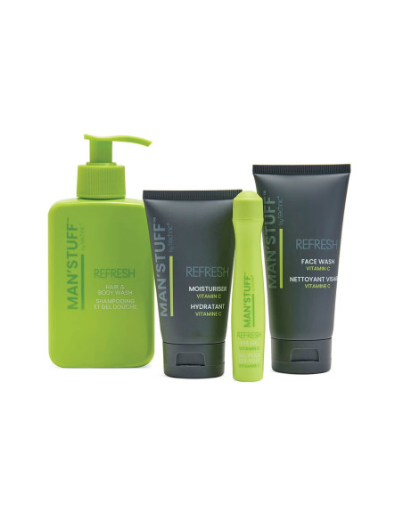 BADGEQUO - Complete Refresh Kit Kit Rafraîchissement Complet Nettoyant Visage + Crème + Gel Yeux + Nettoyant Cheveux Et Corps